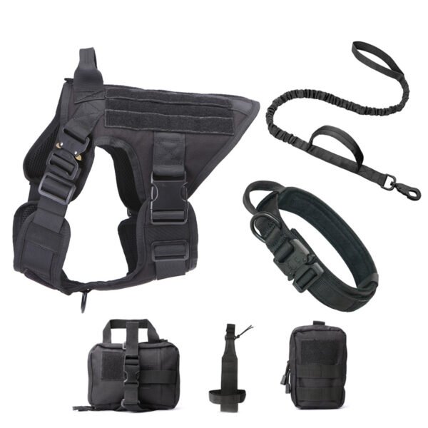 K9 Tactical Vest Kit- Heavy-Duty with Leash, MOLLE Pouches & Water Bottle Holder