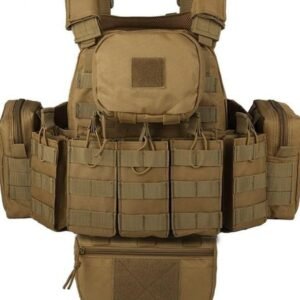 Coyote brown wholesale tactical vest with drop pouch and chest admin panel - PANOAR