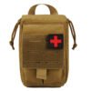 1 Coyote brown wholesale tri-fold medical pouch empty with red cross patch - PANOAR