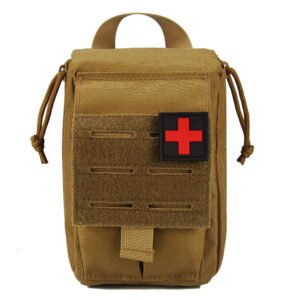 Coyote brown wholesale tri-fold medical pouch empty with red cross patch - PANOAR