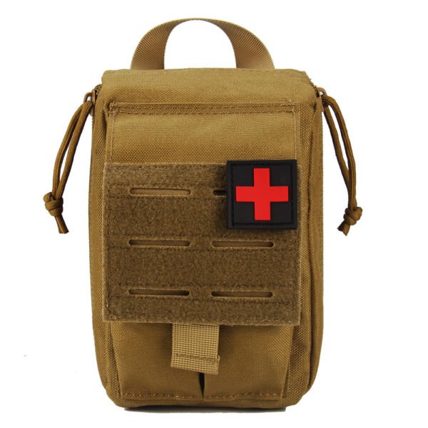 1 Coyote brown wholesale tri-fold medical pouch empty with red cross patch - PANOAR