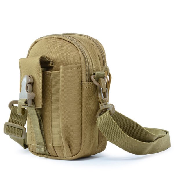 1 Coyote brown wholesale tactical sling bag showing front diagonal slash pocket - PANOAR