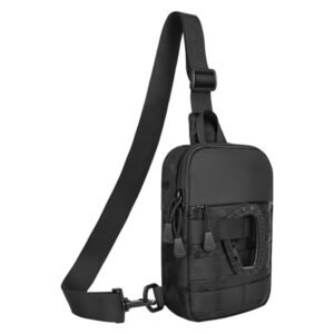 Wholesale tactical sling chest bag showing front chest carry and back carry style with stabilization strap - PANOAR