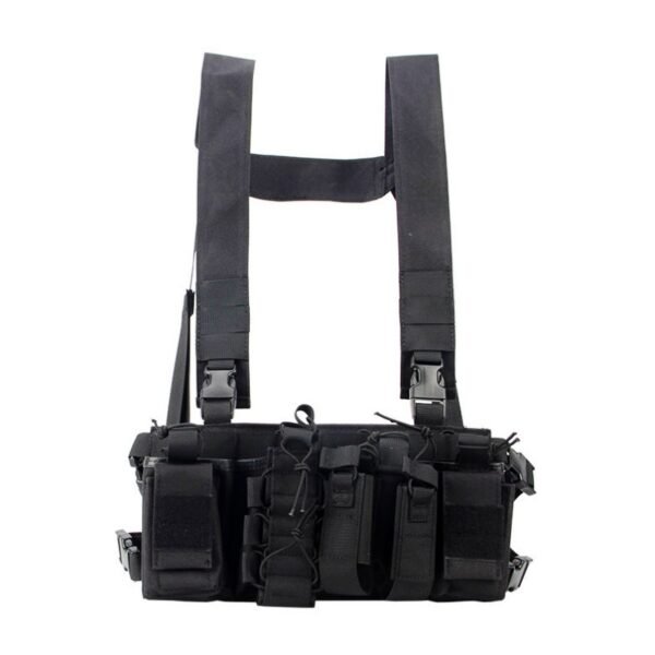 Black laser cut molle vest with mag pouches and rapid detach buckles - PANOAR