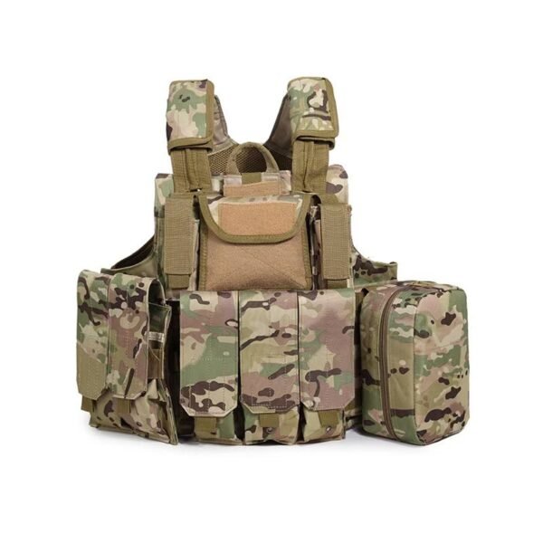 Desert camo wholesale combat vest with pouches and chest admin panel - PANOAR