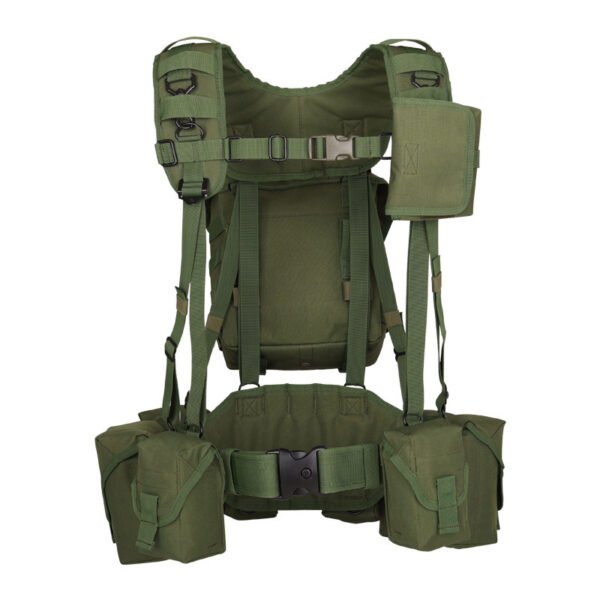 Olive green wholesale tactical webbing system with integrated buttpack and suspenders - PANOAR