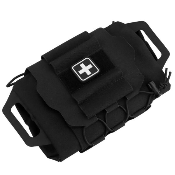 Black two piece ambidextrous tactical medical sleeve with shock cord - PANOAR