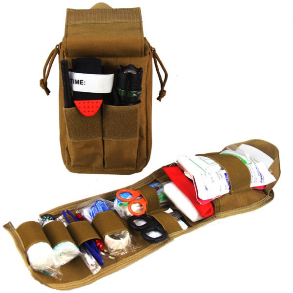 2 Roll out tactical trauma kit supplier showing internal tri-fold elastic organization - PANOAR