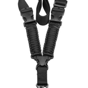 Black wholesale single point gun strap showing bungee cord and buckle - PANOAR