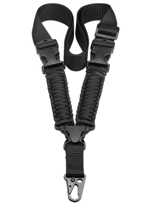 Black wholesale single point gun strap showing bungee cord and buckle - PANOAR