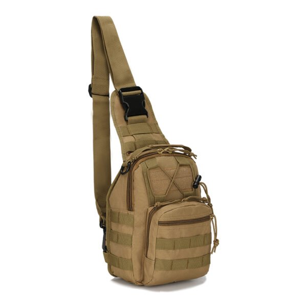Dimensions and front buckle pocket of a wholesale small tactical sling bag - PANOAR
