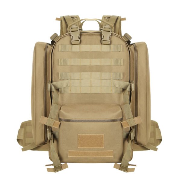 Coyote tan 45L tactical backpack with standard MOLLE webbing
