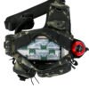 Side view of a tactical pack showing side compression straps and H2O hydration port