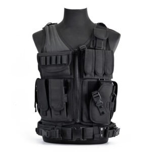 Black wholesale cross draw tactical vest with front zipper - PANOAR