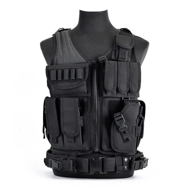 Black wholesale cross draw tactical vest with front zipper - PANOAR