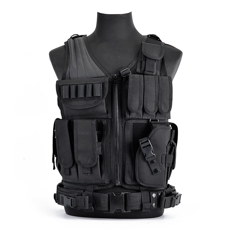 Cross-draw tactical vest with mesh base