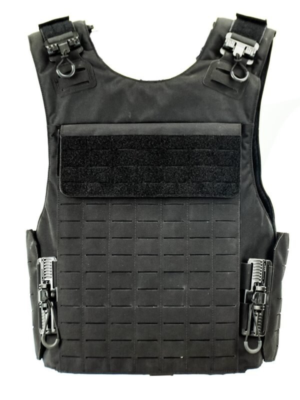 Laser cut slots and tube hardware on a custom tactical body armor carrier - PANOAR