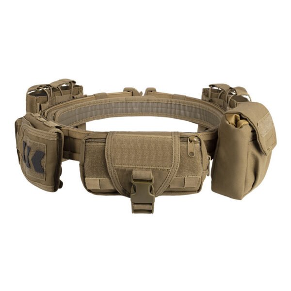 3 Coyote brown tactical molle belt supplier showing full combat loadout setup - PANOAR