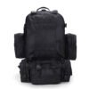 Black tactical patrol backpack with front Y-strap and sleek design