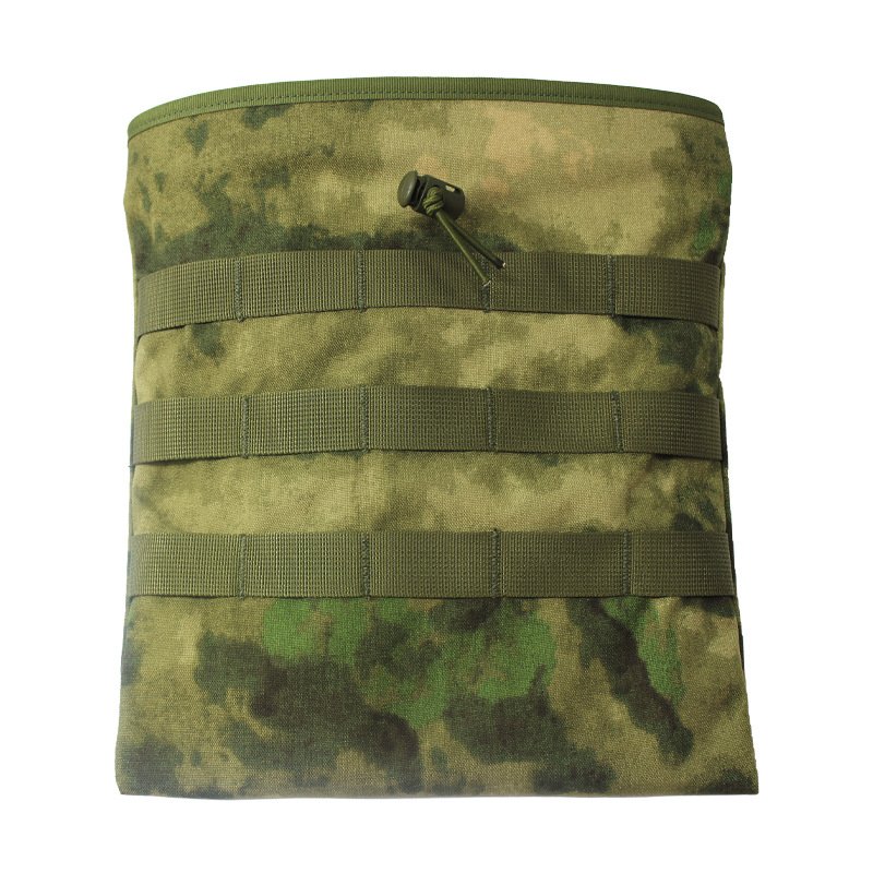 MOLLE dump pouch with flap retention and camouflage exterior