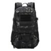 Side compression straps and buckles on a large tactical backpack