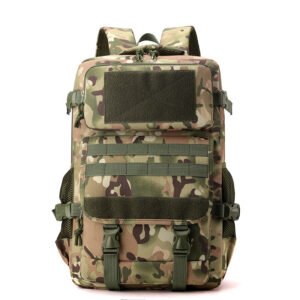 4 Front view of a compact tactical bag with laser cut molle and velcro