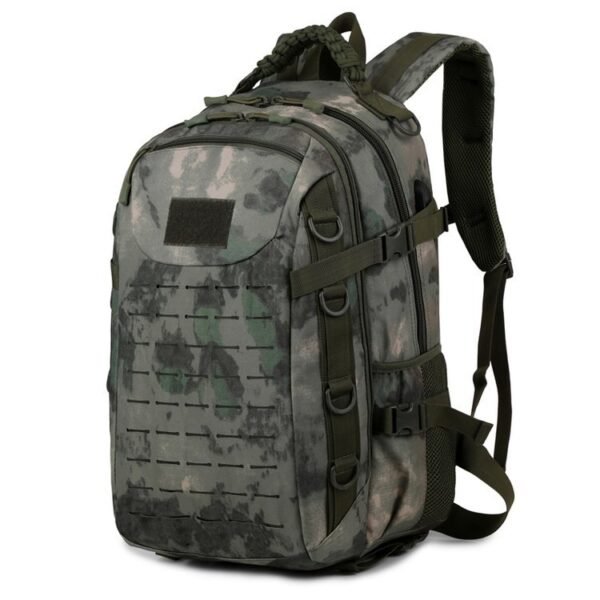 Front view of a wholesale 50L tactical backpack in coyote brown
