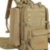 Breathable mesh back panel and adjustable straps of a 45L assault pack