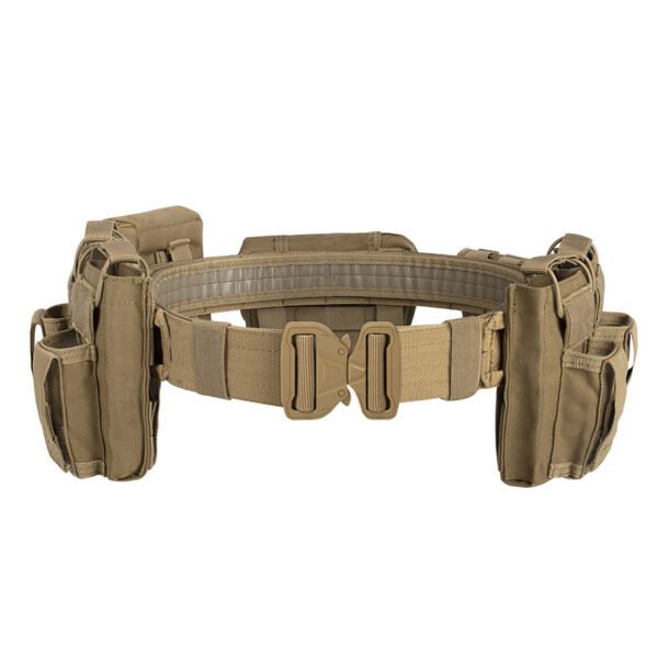 6 Close up of laser cut MOLLE slots and breathable padded mesh on a battle belt - PANOAR