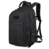 Black waterproof army rucksack with heavy duty MOLLE webbing