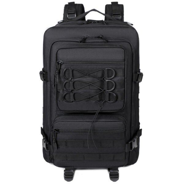 6 Black tactical camping backpack with heavy duty MOLLE webbing