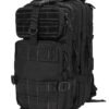 Black molle tactical backpack front view with US flag patch area
