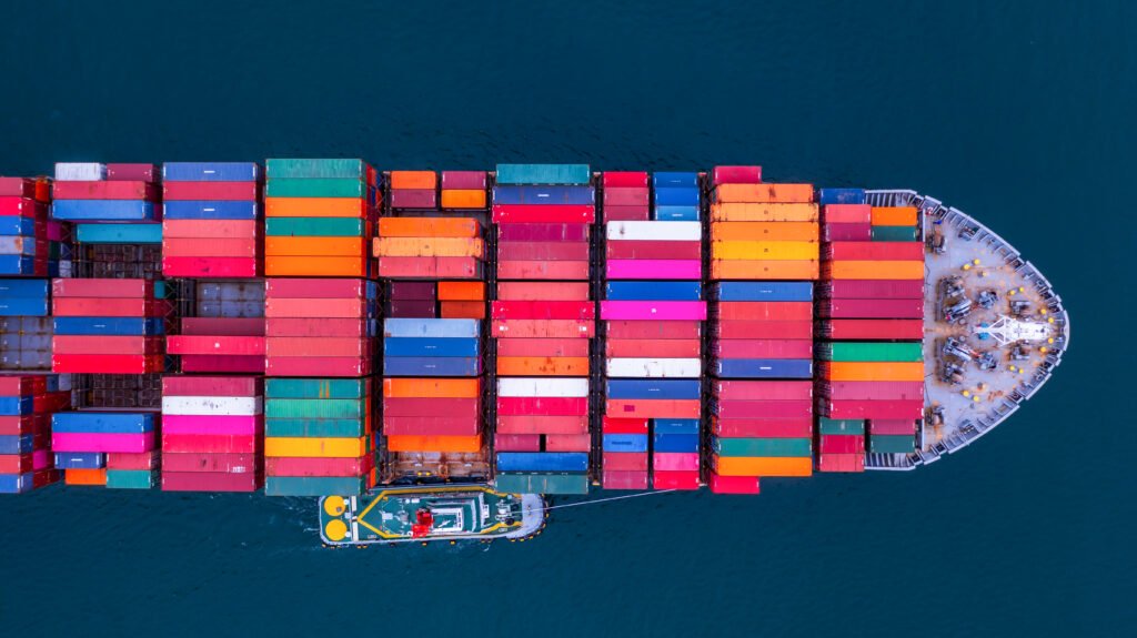 Container vessel at sea, illustrating ocean freight.