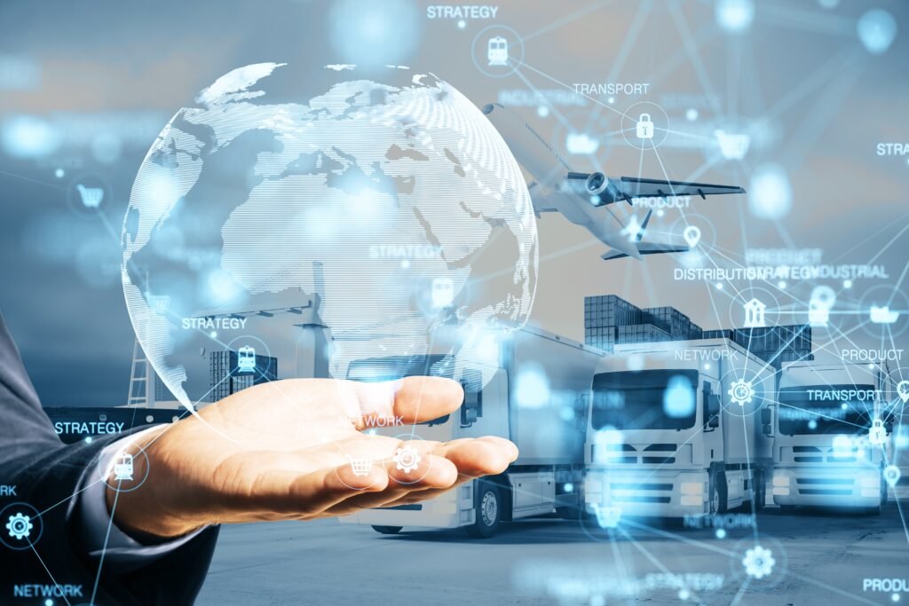 Digital logistics illustration for shipment planning.
