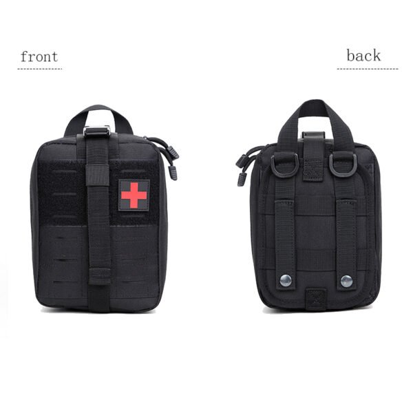 Front and back view of black laser cut tactical medical bag - PANOAR
