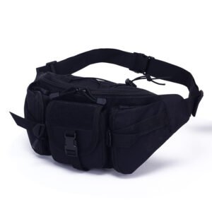 Wholesale MOLLE tactical waist bag black multi-pocket OEM custom hip pack front view