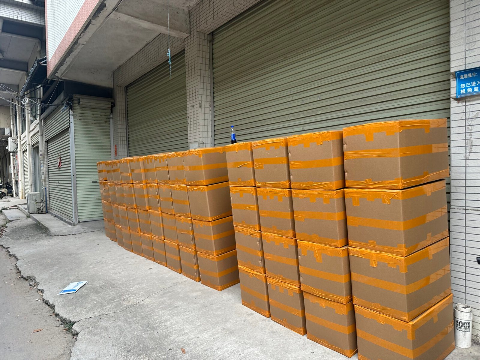 Packed tactical gear cartons prepared for client shipment