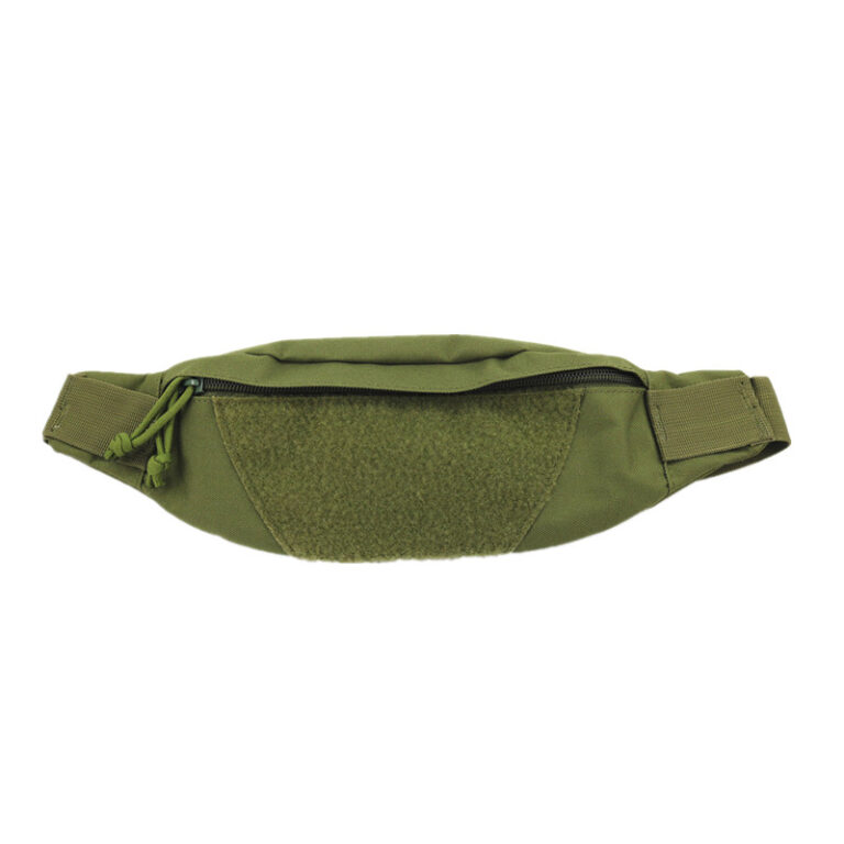 Olive slim waist bag with zipper opening and integrated belt