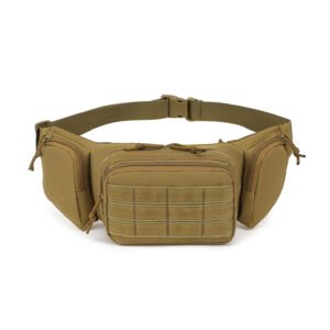 Wholesale compact MOLLE tactical waist pack coyote tan 3-pocket OEM front view