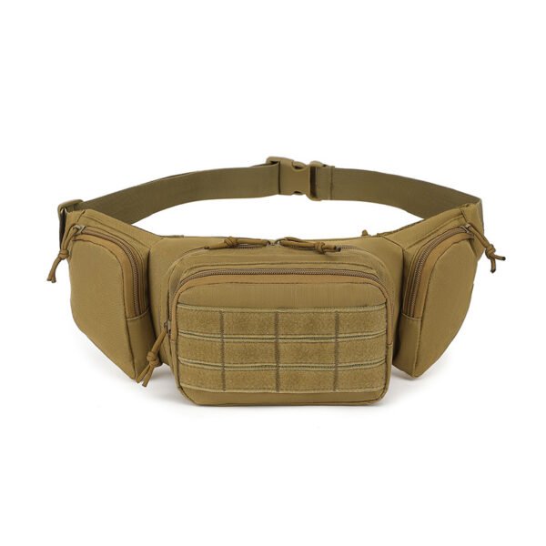 Wholesale compact MOLLE tactical waist pack coyote tan 3-pocket OEM front view