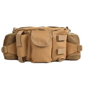Wholesale large tactical hip pack mesh side pockets camo OEM custom front view