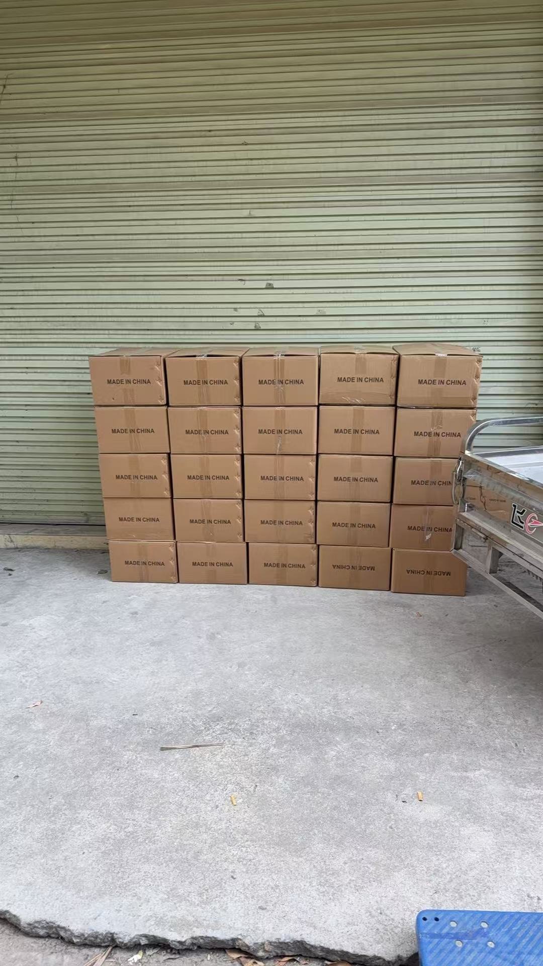 Finished tactical gear packed and prepared for export shipment