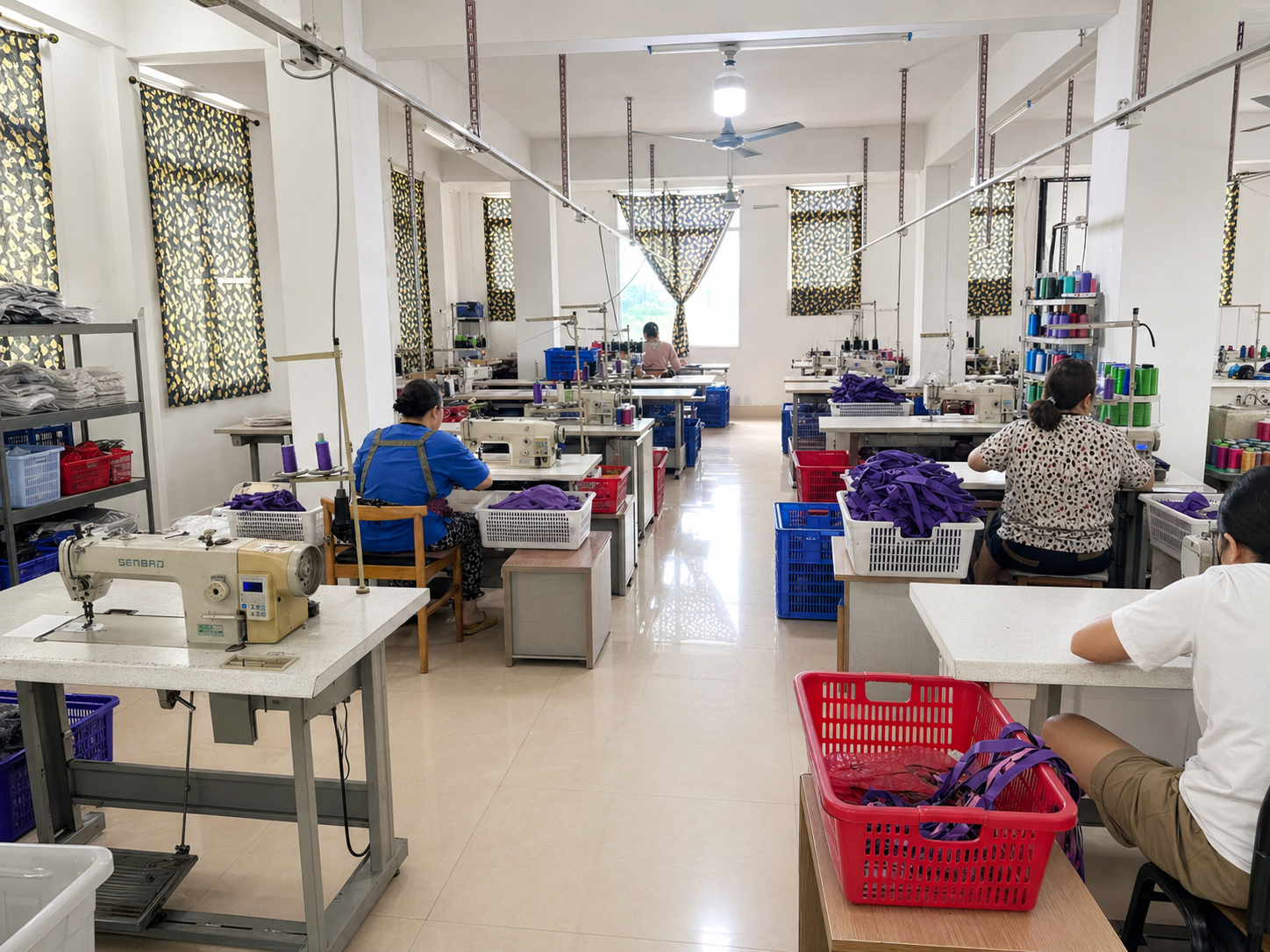 Tactical gear production in progress on the factory floor