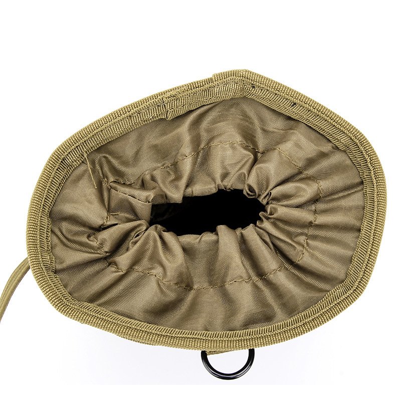 Top opening structure of a tactical dump pouch showing drawcord stability