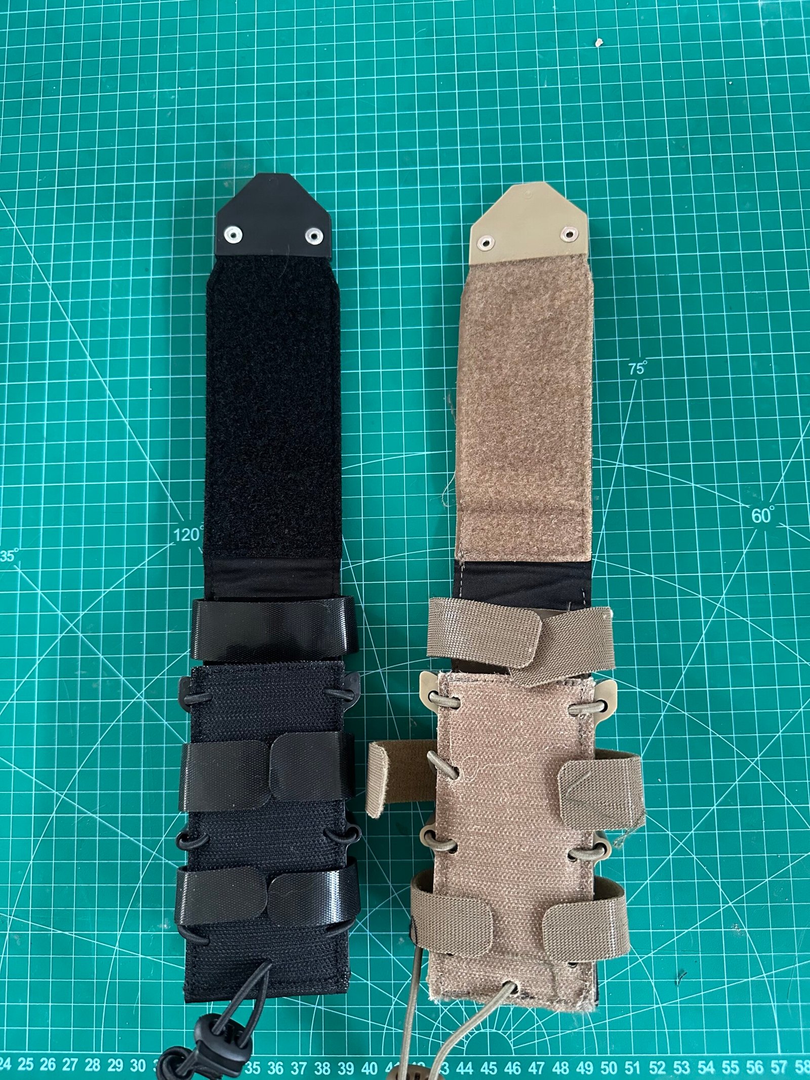 MOLLE tourniquet holder samples compared before OEM production