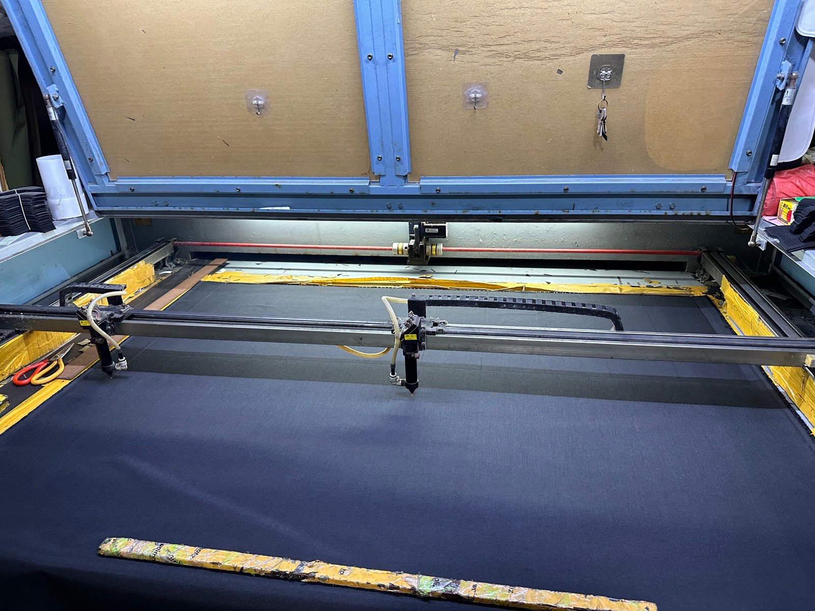 Tactical gear fabric cutting machine for OEM soft goods production