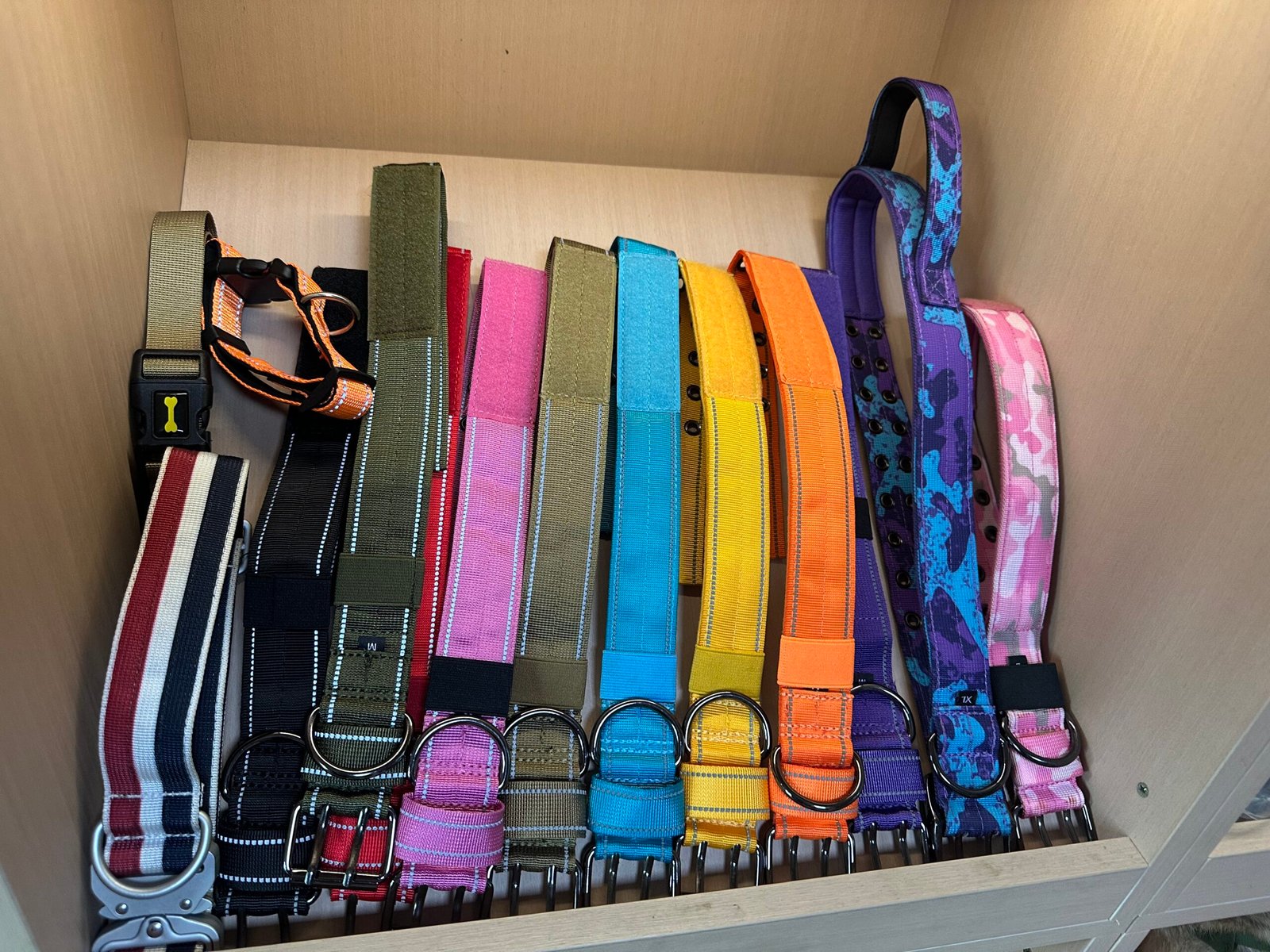 Custom K9 tactical collars with color, webbing, buckle and reflective stitching options