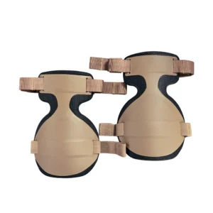 Tactical TPU knee pads in khaki, front view pair