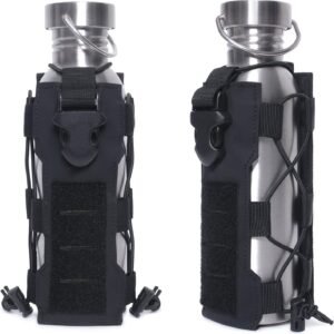 PANOAR Adjustable MOLLE Bottle Cage Pouch - Black
