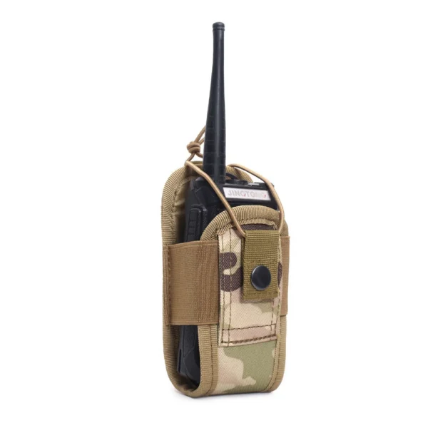 MOLLE walkie talkie pouch in CP camo, with radio installed